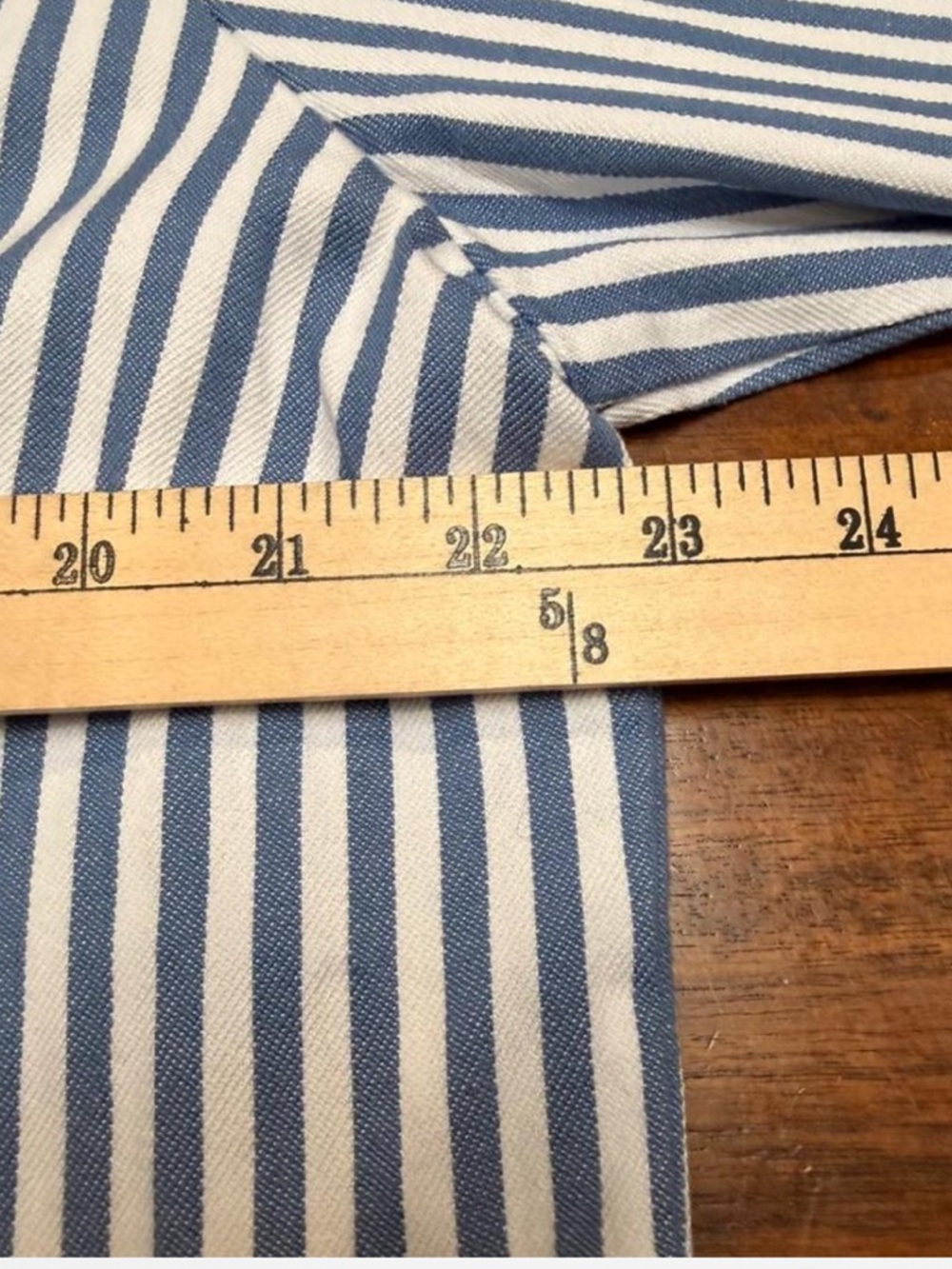 D&Co. Striped Zip-Front Peplum denim jacket in Blue and White - Picture 6 of 7